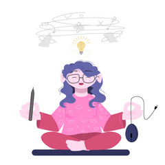 Artist, designer at work. Decision-making, project, freelance