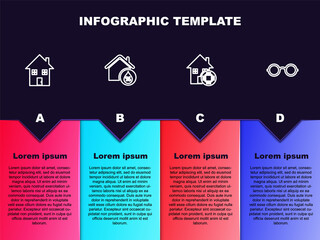 Set line House, humidity, Smart home and Glasses. Business infographic template. Vector