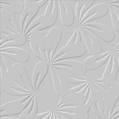 3d embossed chamomile flowers seamless pattern. Textured beautiful flowers relief background. Repeat emboss abstract backdrop. 3d endless surface flowers. Chamomiles ornaments with embossing effect