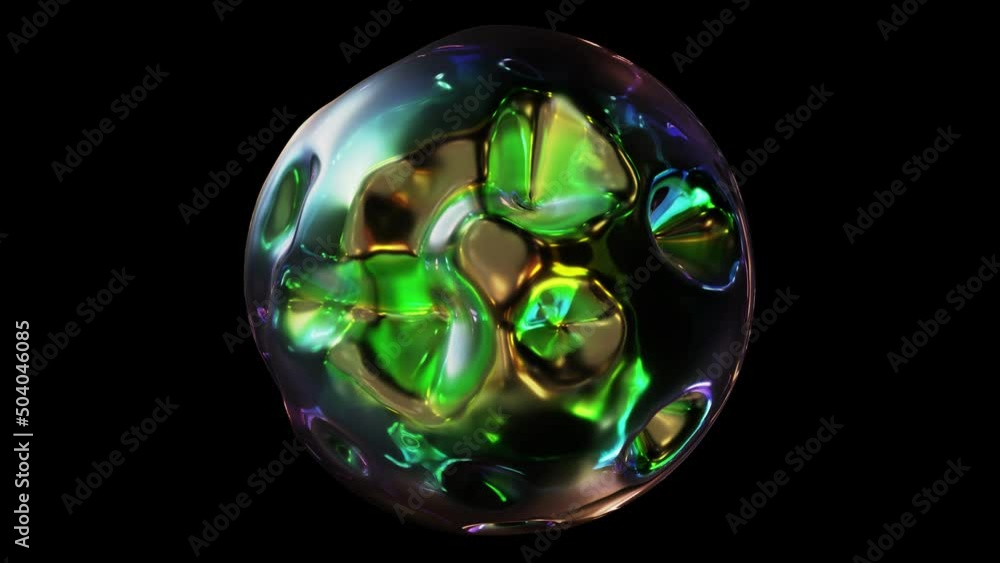 Aufkleber realistic looping 3d animation of the beautiful abstract morphing dark pearly iridescent liquid meta