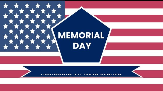 Memorial Day background design. Vector background animation is suitable for greeting, invitaion, party, events, etc. Motion graphic design. Remember and Honor. Animation 4K, loop footage.