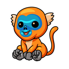 Cute little golden monkey cartoon sitting