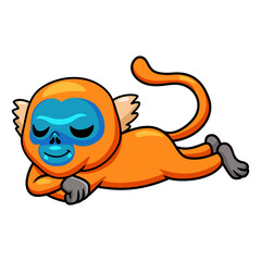 Cute little golden monkey cartoon sleeping