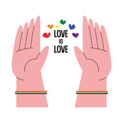 Fototapeta premium hands with lgbtq wristbands