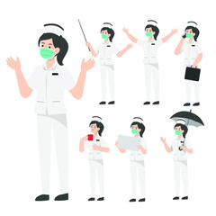 Thai nurse character design Uniform presenting concept