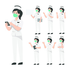 Thai nurse character design Uniform presenting concept