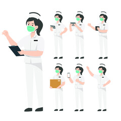 Thai nurse character design Uniform presenting concept