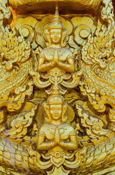 Molding Work of Buddhist art at Wat Pak Nam Jolo