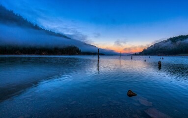 Northern area of lake Coeur d'Alene in early morning mist