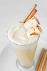 Toasted marshmallows on whipped cream, roasted marshmallows 