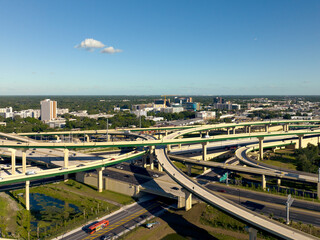 Highway and Hospital buildings, located south of downtown Orlando, Florida. May 11,2022