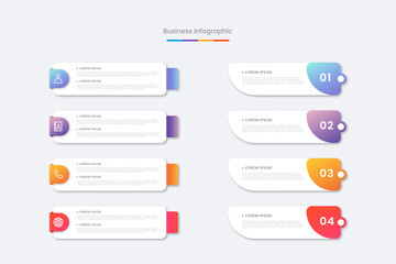 Flat table of steps business infographic template