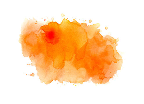 orange paint of splashes watercolor
