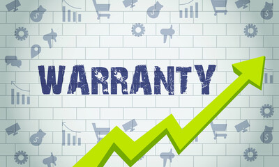 Warranty Business Arrow Target Direction Concept, Business Concept Drawn on White Wall Grow Your Business,3D.