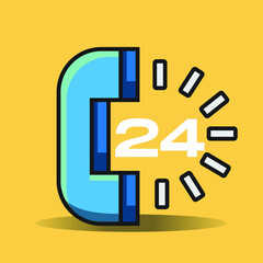 illustrator icon customer service and admin, 24 hour service