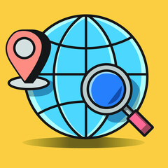 location pin and navigator map illustration vector icon