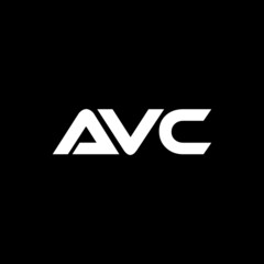 AVC letter logo design with black background in illustrator, vector logo modern alphabet font overlap style. calligraphy designs for logo, Poster, Invitation, etc.