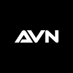 AVN letter logo design with black background in illustrator, vector logo modern alphabet font overlap style. calligraphy designs for logo, Poster, Invitation, etc.