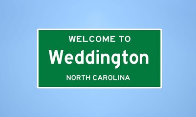 Weddington, North Carolina city limit sign. Town sign from the USA.