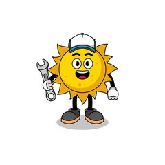 sun illustration cartoon as a mechanic