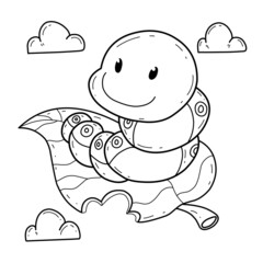 animals coloring book alphabet. Isolated on white background. Vector cartoon caterpillar.