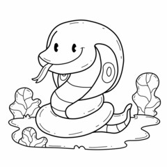 animals coloring book alphabet. Isolated on white background. Vector cartoon cobra snake.