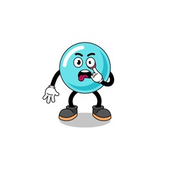 Character Illustration of bubble with tongue sticking out