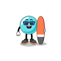 Mascot cartoon of bubble as a surfer