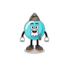 Character cartoon of bubble as a veteran