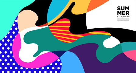 Colorful abstract liquid flat pattern illustration for summer holiday banner