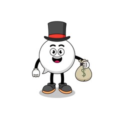 speech bubble mascot illustration rich man holding a money sack