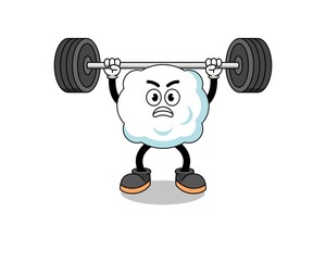 cloud mascot cartoon lifting a barbell