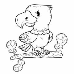 animals coloring book alphabet. Isolated on white background. Vector cartoon eagle.