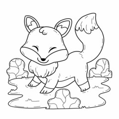 animals coloring book alphabet. Isolated on white background. Vector cartoon fox.