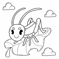 animals coloring book alphabet. Isolated on white background. Vector cartoon grasshopper.