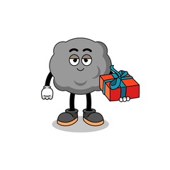 dark cloud mascot illustration giving a gift