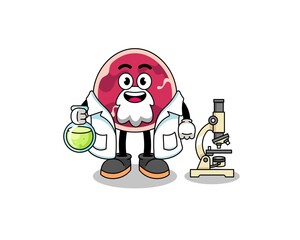 Mascot of meat as a scientist