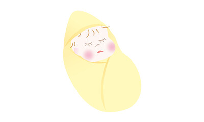 おくるみを着て眠る赤ちゃん