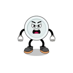 plate cartoon illustration with angry expression