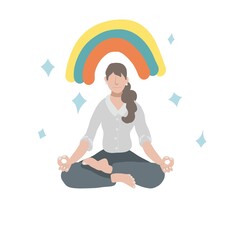 Business woman meditation vector illustration, Business concept