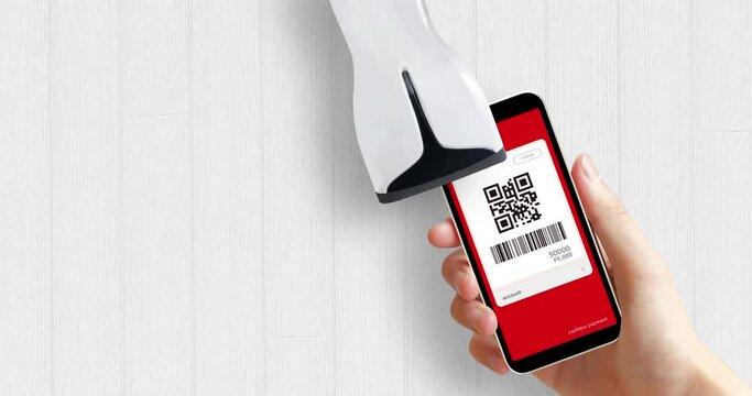 Video of cashless payment with a smart phone