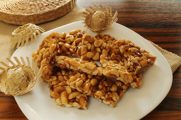 Brazilian dessert Pé de Moleque made of peanuts present in Event Festa Junina.