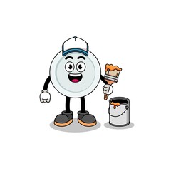 Character mascot of plate as a painter