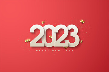 2023 happy new year background with warm white numbers