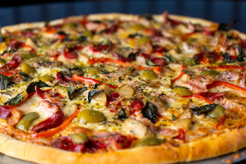 pizza on a table