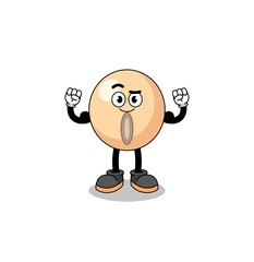 Mascot cartoon of soy bean posing with muscle