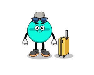 medicine tablet mascot doing vacation