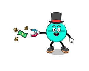 Fototapeta na wymiar Character Illustration of medicine tablet catching money with a magnet