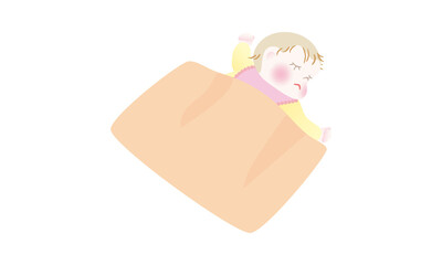 ふとんで眠る赤ちゃん
