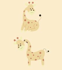 Adorable two Giraffers - vector color shape